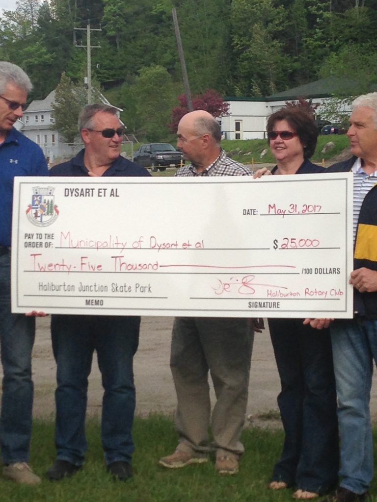 BIA and Rotary Club of Haliburton Donate $50,000 towards new skate park in the Village