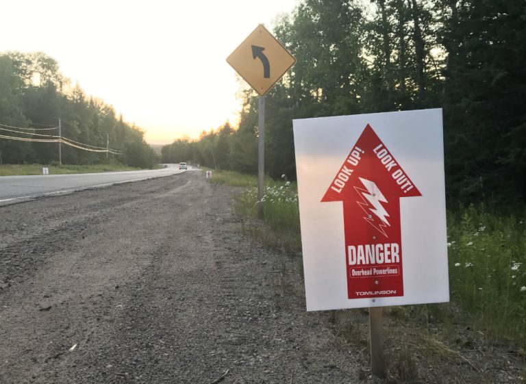 Warning signs along Highway 60 for coming construction work