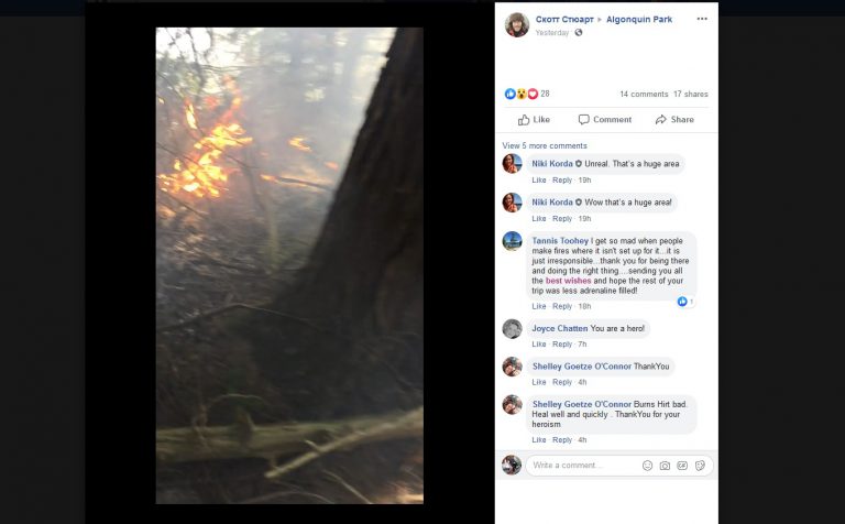 Long-time Algonquin camper helps to knock down Ragged Lake wildfire