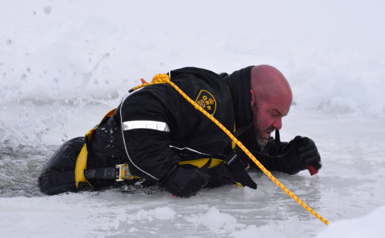 OPP demonstrate dangers of falling through ice
