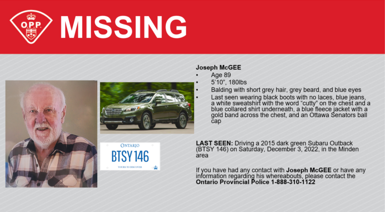 Haliburton Highlands OPP still looking for Joseph McGee